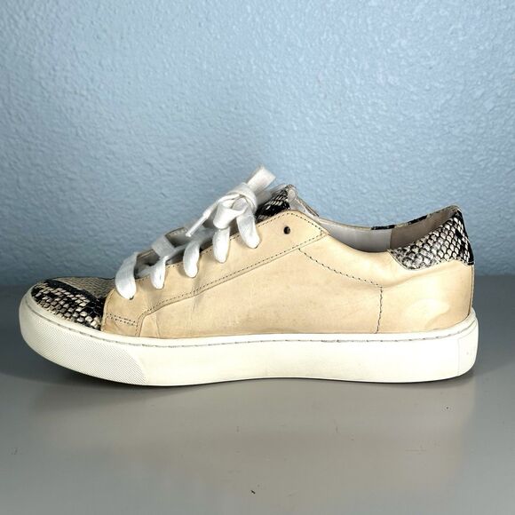 Veronica Beard Beige Snakeskin Python Texture Low Sneakers Trainers Size 6 - Picture 8 of 16